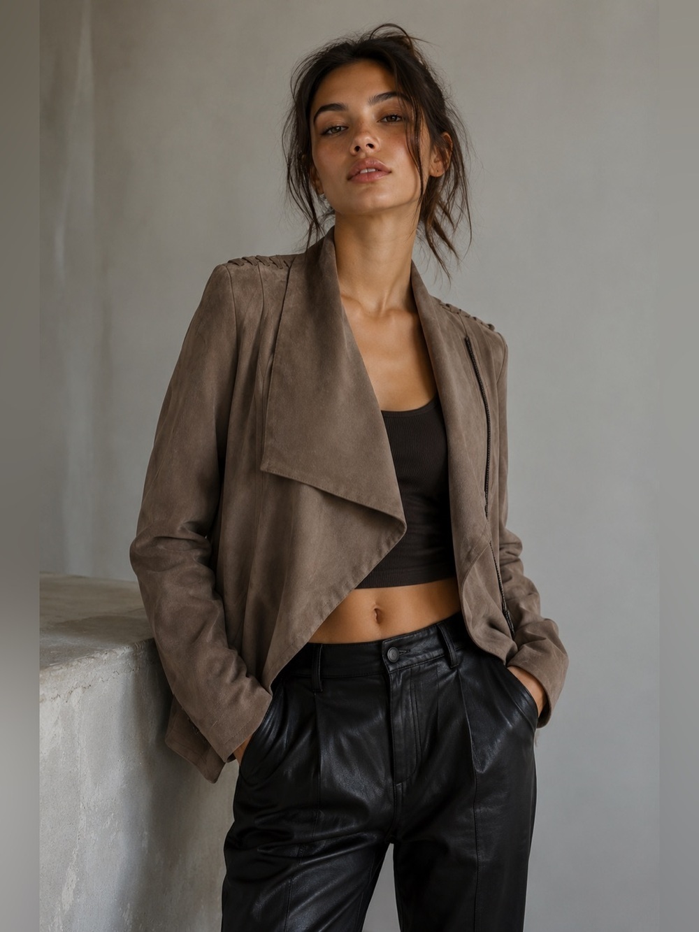 VIGOSS NWOT Elegant Taupe Women's moto Jacket XS